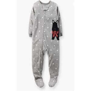 Carter's Polka Dot Scottish Terrier Zip Up Mircofleece Footed Pajamas Size 4